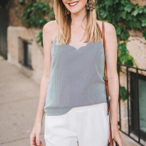 J Crew Factory Striped Scalloped Tank Top